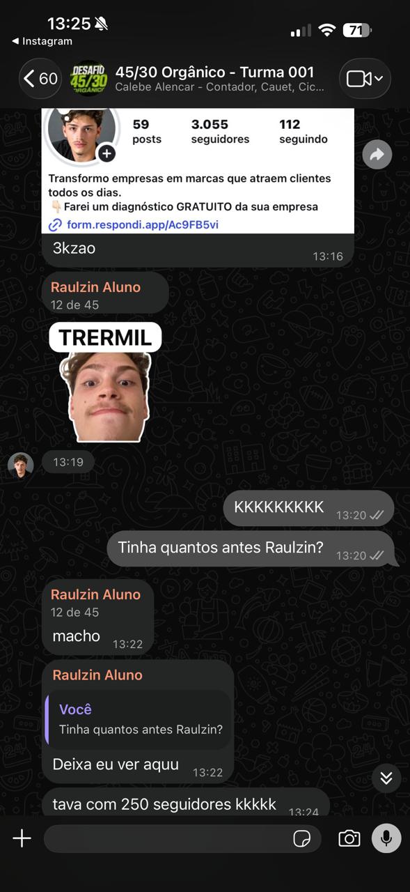 Print de resultado de aluno